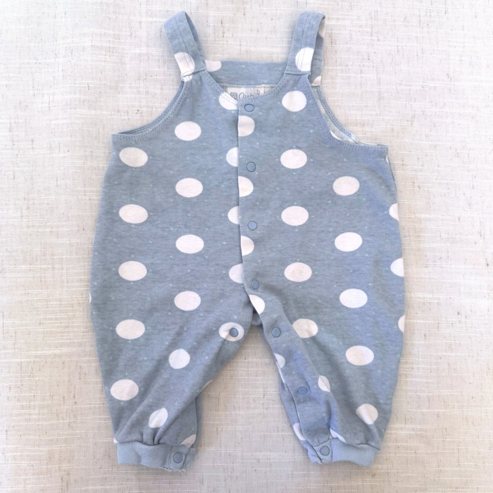 Vintage Carters Classic Collection‎ Baby Romper Polka Dot Blue Cotton USA NB-3M